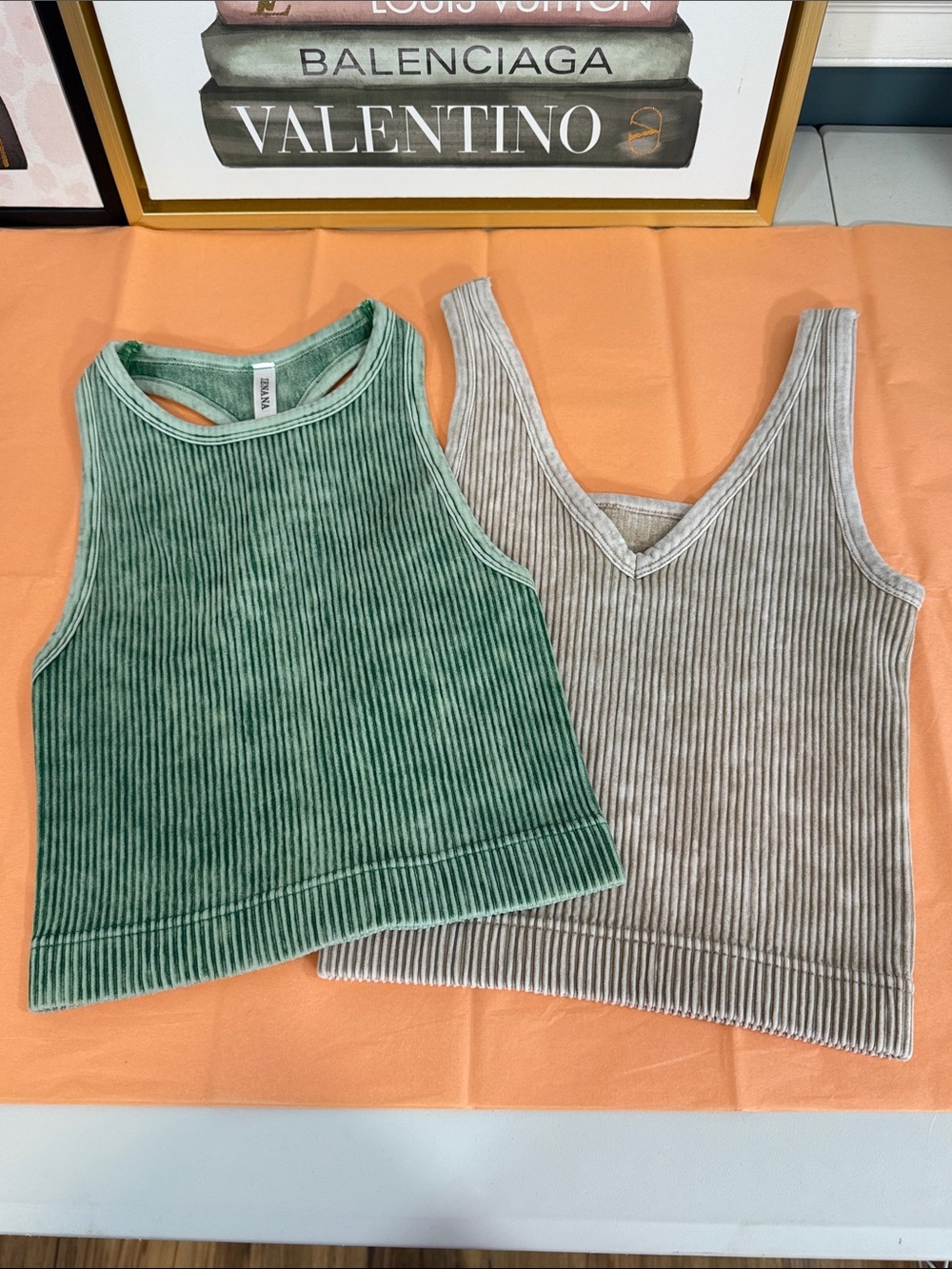 Set of 2 - Zenana Reversible Beige & Crew Neck Green Bramis